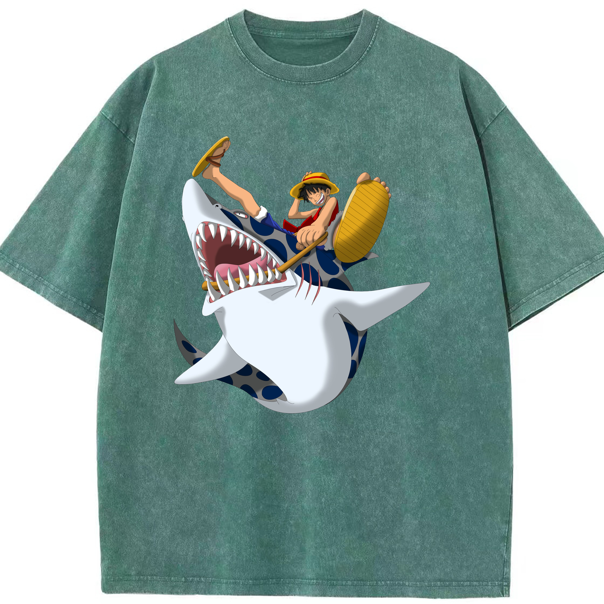 ワンピース モンキー・D・ルフィ ONE PIECE Monkey D. Luffy 綿100% ヴィンテージ風 半袖Tシャツ（フロントプリント）
